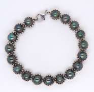Vintage Sterling Silver Black Pearl Bracelet
