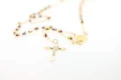 Classic 14kt gold beaded necklace with cross pendant