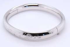 Sterling Silver Floral Bangle Bracelet