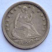1854 Arrows Seated Quarter