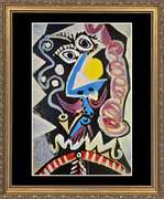 Vintage Pablo Picasso, Man Head with Pipe