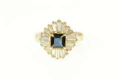 14K Yellow Gold 2.84 Ctw Sapphire Ballerina Diamond Halo Ring