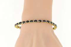18K Yellow Gold 11.67 Ctw Natural Sapphire Diamond Tennis Bracelet