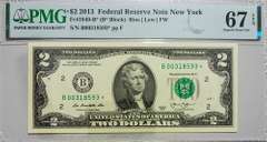 Superb Gem Crisp $2 2013 Star Replacement Note FRB NY PMG 67 EPQ!