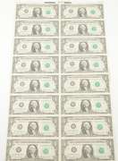 Lot (16) 1981 $1 New York, NY United States FRN Uncut Sheet