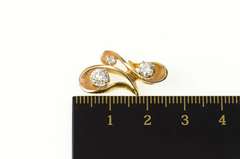 14K Yellow Gold 0.75 Ctw Diamond Wavy Abstract Statement Pendant