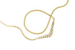 14K Yellow Gold 0.87 Ctw Diamond Chevron Square Chain Necklace