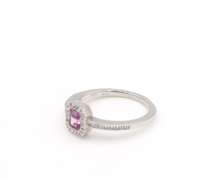 Brilliant 0.38ctw Pink Sapphire and Diamond Halo Ring in 14K