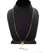 Classic 14kt gold beaded necklace with cross pendant