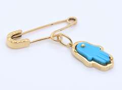 Attractive 18kt Turquise Hamsa Pin