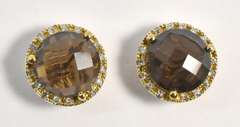 Tasteful Smokey Topaz & Diamond Earrings in 14K YG
