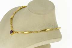 18K Yellow Gold 5.78 Ct Rhodolite Garnet Artisanal Designer Necklace