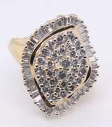 Dazzling Yellow Gold Baguette and RBC Diamond Cluster Ring