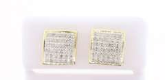 Square Cushioned Diamond Earrings with 10k Yellow Gold