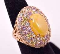 Gold Plated Sterling Silver CZ Cocktail Ring.