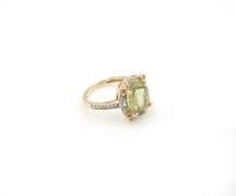 Stunning Lemon Quartz & Diamond Ring in 14K