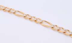 Exceptional Yellow Gold Diamond Cut Figaro Bracelet