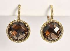Chic Smokey Topaz and Diamond Earrings in 14 YG