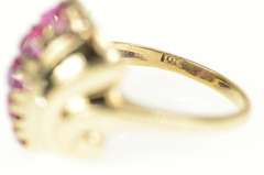 10K Yellow Gold 1930's Ornate Syn. Ruby Scroll Statement Ring