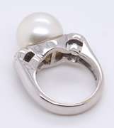 Fantastic 18kt Southsea Cultured Pearl and Diamond Ring