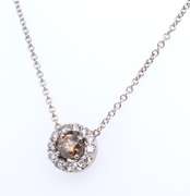 Sparkling White Gold Brown and White Diamond Pendant on Chain