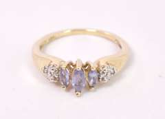 Dainty Purple Gemstone Ring in Yellow Gold