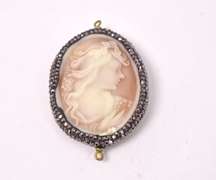 Darling Double Sided Cameo Pendant with Swarovski Crystal Accents