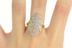 14K Yellow Gold 1.46 Ctw Diamond Cluster Statement Ring