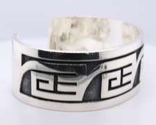 Vintage Lawrence Saufkei Hopi Sterling Silver Cuff Bangle