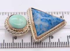 Vintage Sterling Silver Signed Turquoise Pendant