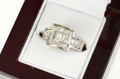 18K White Gold 0.89 Ctw Princess Diamond Square Engagement Ring