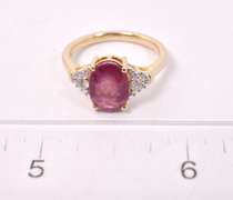 Ravishing Approx. 3.02CTS Ruby and Approx. 0.10CTW Diamond in Gold Plated Sterling Silver