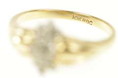 10K Yellow Gold Diamond Cluster Curved Classic Statement Ring