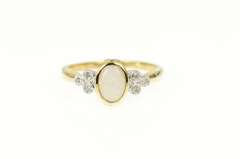 10K Yellow Gold Opal Diamond Tourmaline Accent Statement Ring
