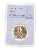 MS70 1986 $25 1/2 Oz. Gold American Eagle - Graded NGC