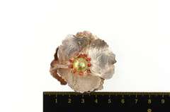 Sterling Silver Artisan Ornate Dogwood Flower Coral Gold Pendant