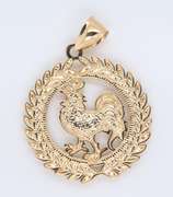 Charming Yellow Gold Rooster Pendant