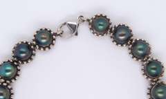 Vintage Sterling Silver Black Pearl Bracelet