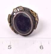 Captivating 11.19CTS Sapphire & White Crystal Ring in Sterling Silver
