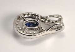 Lovely Sapphire & Diamond Pendant in 18K WG