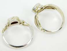 Peridot & Garnet Sterling Silver Rings, Size 5.5