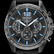 Seiko Black Dial Chronograph, New In Box.