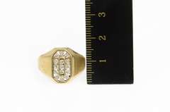 14K Yellow Gold 0.45 Ctw Retro Diamond Squared Oval Halo Ring