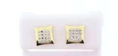 Contemporary 10k Yellow Gold Earrings with Diamond Studs