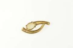 14K Yellow Gold Oval Opal Diamond Curvy Drop Statement Pendant