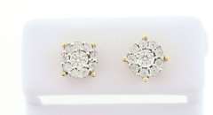 Traditional Halo Diamond Earrings with 10k Yellow Gold