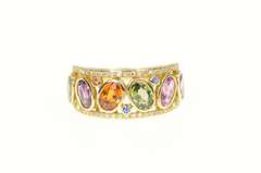 14K Yellow Gold Effy Amethyst Citrine Peridot Diamond Band Ring