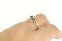 14K Yellow Gold Princess Sapphire Diamond Engagement Ring