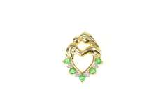 14K Yellow Gold Emerald Diamond Heart Mother Child Pendant