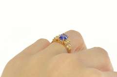 14K Yellow Gold Oval Simulated Sapphire CZ Statement Ring